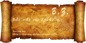 Bárány Zalán névjegykártya